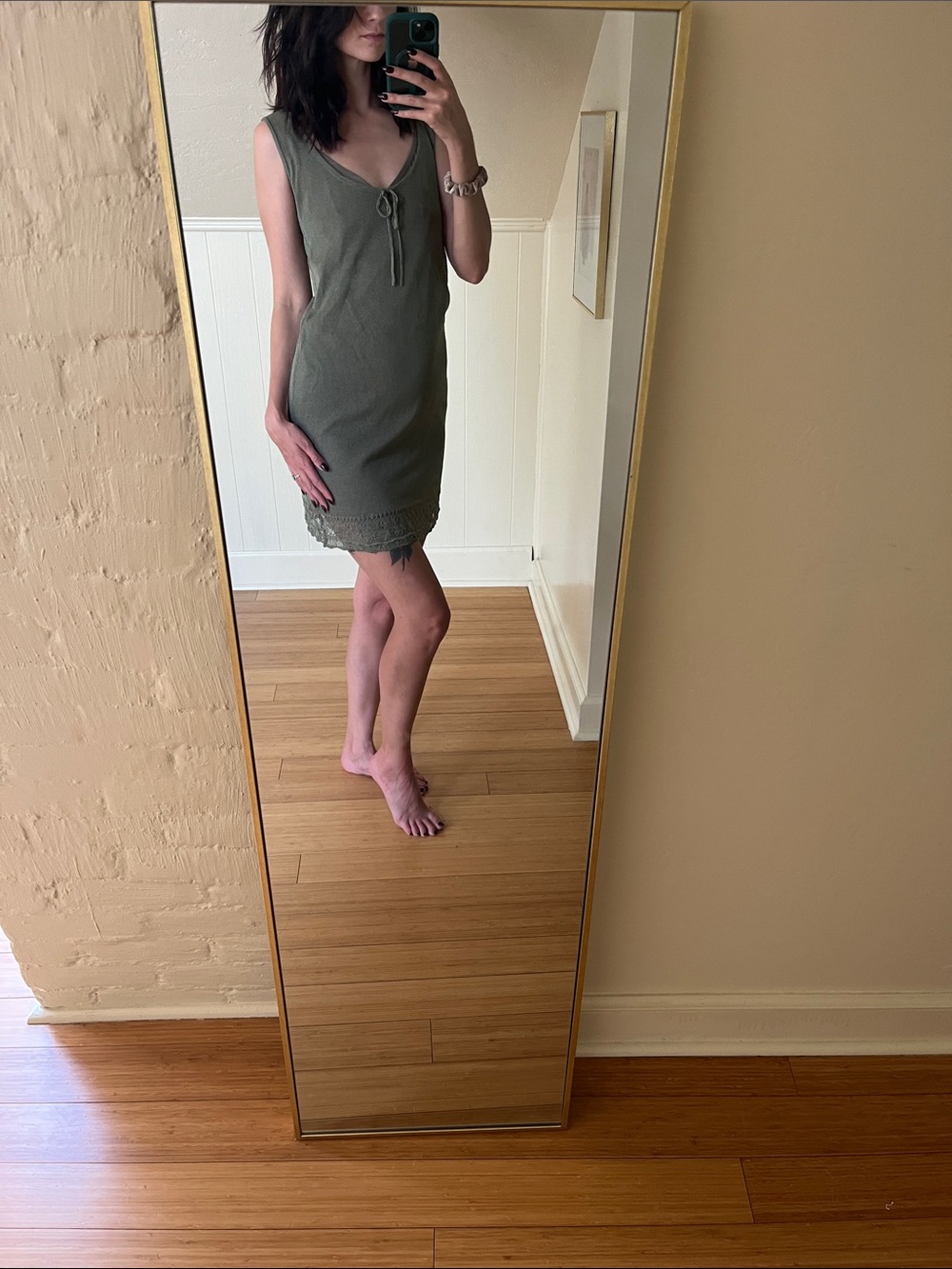Source Unknown Olive Green Mini Dress